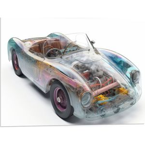 PVC Schuimplaat- Doorzichte Auto met Gekleurde Onderdelen - 80x60 cm Foto op PVC Schuimplaat