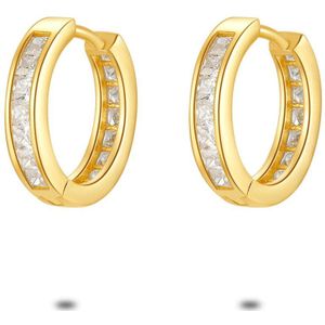 Twice As Nice Oorringen in 18kt verguld zilver, 16 mm,  zirkonia