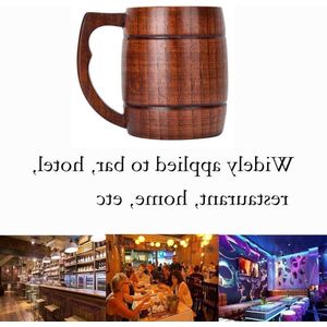 Houten bier mok - ideaal voor koffie en drankjes met houten handvat .