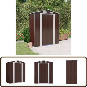 vidaXL Tuinschuur - 192x108x223 cm - Donkerbruin Staal Tuinhuisje - Opslagruimte Buiten - Stalen Schuur - Metalen Berging - Garage Klein