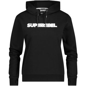 SuperRebel HELEN_ – Hoodie dames – Zwart – Met print – Zachte stof – Comfortabel – Casual fit