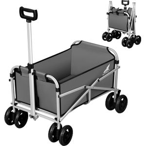 KTN® - Opvouwbare Tuinwagen - Tuinkar - Handkar - Tuintrolley - Transportwagen - Bolderkar - 80 kg Gewichtscapaciteit - Donkergrijs