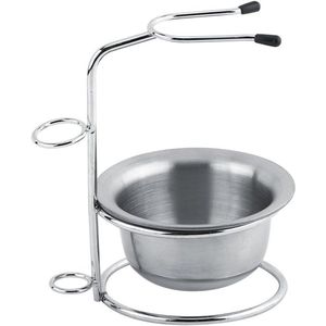 Modieuze Mannen Scheergereedschapsset - Roestvrijstalen Standhouder met Scheerkwast en Zeepbeker