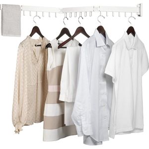 Wandmontage droogrek voor kleding opvouwbaar - drievoudig - inklapbaar - ruimtebesparend - wasruimte - wit