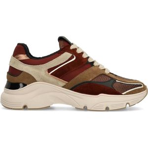 MANFIELD - Flache - Sneakers - Beige - Bordeaux - Donkerrood - Natuurwit