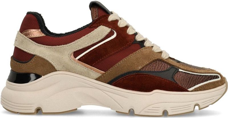 MANFIELD - Flache - Sneakers - Beige - Bordeaux - Donkerrood - Natuurwit