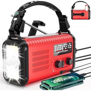 PULUZ 1 Stuk Noodradio 20000mAh Zaklamp Handoplaadbare Solar Radio rood SOS Alarm Telefoonoplader