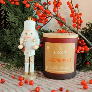 LONT candles - sojawas Kerst geurkaars - Christmas Eve - sinaasappel, mandarijn / kaneel, patchouli - vrij van chemicaliën en ftalaten - handgemaakt - wit - 520 gram