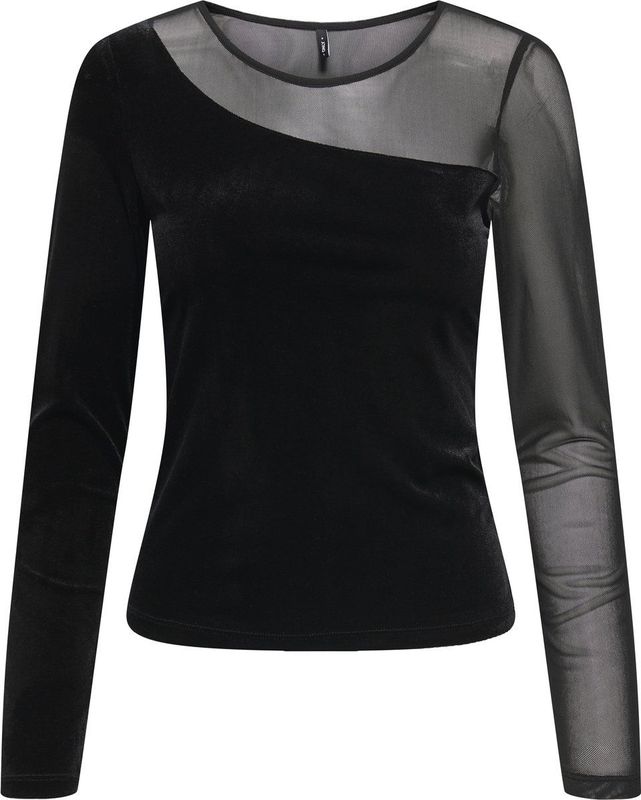 Onlsmooth - Top - O-Neck - Lange Mouwen - Korte Lengte - Kantdetail