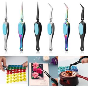 Omgekeerde Grip Craft Pincetten Set van 6 - Precisie Pincetten voor Knutselen en Doe-Het-Zelf Projecten