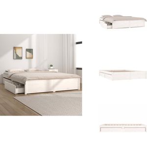 vidaXL Bedframe - Bedframes - Tweepersoonsbed - Bed - Bedframe met lades wit 140x200 cm