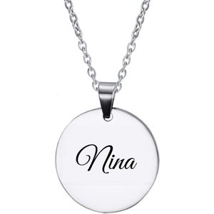 Ketting RVS Met Naam Gravering - Nina - Zilver - Rond
