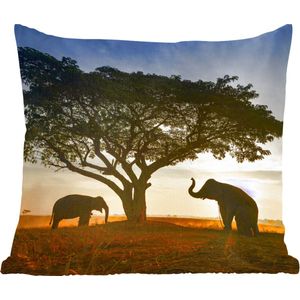 Sierkussen - Olifant Zon Afrika - Multicolor - 60 Cm X 60 Cm