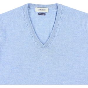 Osborne Knitwear Trui met V hals - Merino wol - Dames - Azur - XL
