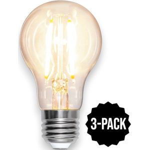 3-Pack | Standaard bol - E27 - 7W - Extra Warm Wit - 2700K - Filament - Helder