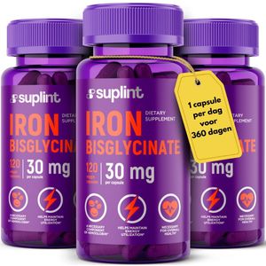 IJzer – IJzer supplement – IJzer capsules – IJzer tabletten – IJzer Bisglycinaat – 3x120 capsules – 1 per dag – IJzer extra sterk - Iron