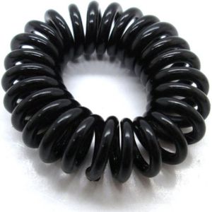 Knaak Spiraal Haar Elastiek - Telefoonkabel Haarelastiek - Zwart 2 Stuks