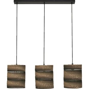 LEDVANCE hanglamp 3-lamps Decor Karton Cilinder bruin van golfkarton, E27, 830 mm lengte, lampenkap van gerecycled materiaal, duurzaam dankzij vervangbare lichtbron, eenvoudig te installeren