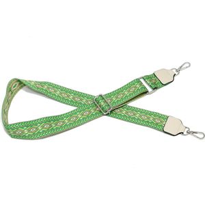 Groene schouderband voor tas - Aztec - tassenriem met print - groen/beige - geruit - SIT0325 - STUDIO Ivana