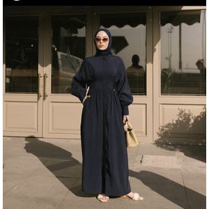 L'Aroz Zachte soepele jurk van stevig modal en polyester - Donkerblauw - Maat 36/38