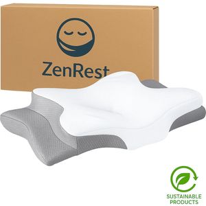 ZenRest - Ergonomisch Vlinderkussen - Traagschuim Hoofdkussen - Anti-Snurk - CPAP-vriendelijk