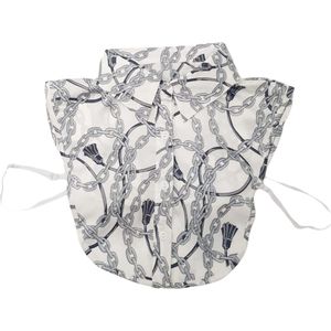 Nep Kraag wit - Blouse kraag -Decoratieve kraagje - Nep Blouse | wit met kettingdesign kleur - one size (verstelbaar)