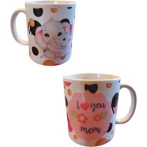 Bedrukte beker I love you mom  - Thee mok Moeder - Koffie mug - verjaardag - moederdag - geschenk - gepersonaliseerd cadeau