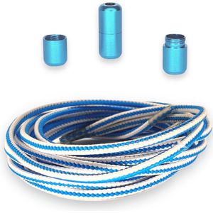 Agletless® LichtblauwWit Elastische veters zonder strikken - Driehoek - Bespaar tijd & geld - one-size-fits-all