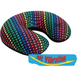 Kuschelmaxx Nekkussen met vibratiemassage - Reiskussen vliegtuig - Sterren print - Stevig & zacht - Mooie print - Gevuld met microgranulaat - Vormvast & wasbaar - Ideaal voor op reis - Koele & warme zijde