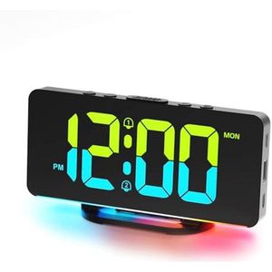 Digitale Wekker met RGB Display en Oplaadpoorten - Geschikt voor Kinderen en Tieners