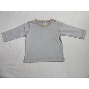 petit bateau , t-shirt lange mouw , streepje beige blauw , 6 maand 67