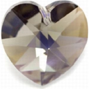 Swarovski Elements, hart 18x18mm, black diamond AB met zilverfoil rug (6206), per stuk