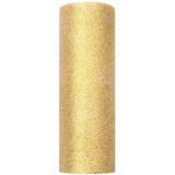 5x Glitter tule stof goud 15 cm breed - hobbyartikelen/knutselspullen