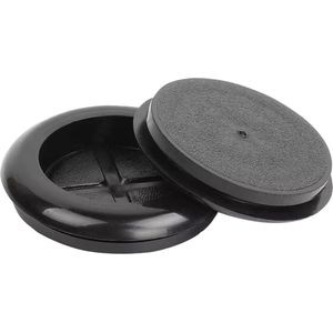 Kabelbeschermer 60mm - Rond - Rubberen Stof Plug voor kabels organiseren - Zwart - 2 stuks