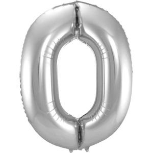 LUQ - Cijfer Ballonnen - Cijfer Ballon 0 Jaar zilver XL Groot - Helium Verjaardag Versiering Feestversiering Folieballon