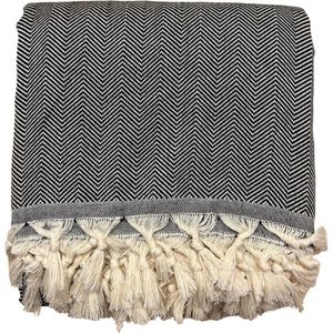 Trimita - Visgraat - Sprei Grand foulard - 100% Katoen - 200x240 cm - Zwart