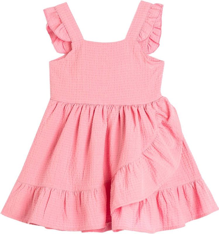 Volantkleid - Mini-lengte - Mouwloos - Dubbele Rij Knopen