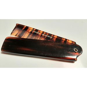 lionesse zakkam inklapbaar - opvouwbare kam - bruin turtle - handmade - inklapbare pocketkam - opvouwbaar