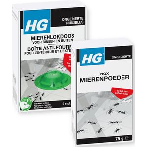 HG Mierenverdelgingsset - 1 x Mierenpoeder & 2 x Push Mierenlokdoos voor binnen & buiten - Mier - Verdelging - Mierenlokdozen - Mierenvergif