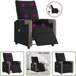vidaXL Elektrische Massagestoel - Massagestoel - Massagestoel elektrisch verstelbaar stof zwart - Massagefauteuil - Relaxstoel - Wellnessstoeltje