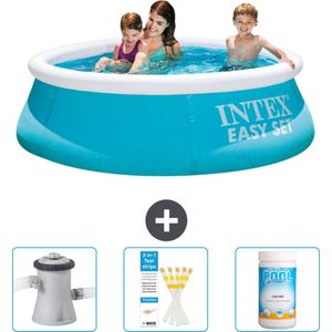 Intex Rond Opblaasbaar Easy Set Zwembad - 183 x 51 cm - Blauw - Inclusief Zwembadfilterpomp - Testrips - Chloor