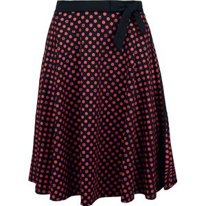 Rock Rebel by EMP Zwarte halflange rok met rode stippen en strik - Dames - S