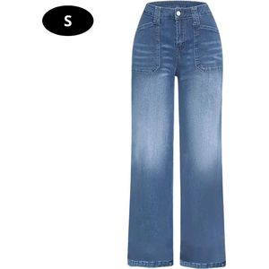 Bovista Lange Broek Dames - Spijkerbroek - Broeken - Spijker - Pants - Jeans - Trouser - Loose Fit - Straight Leg - Denim - Blauw - Maat S