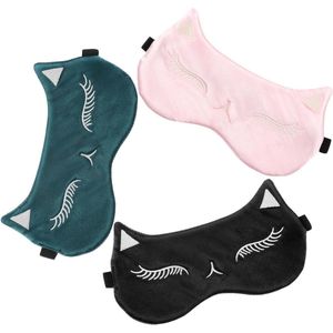 Brenzoos - Set van 3 luxe slaapmaskers - zijden satijnen kattenoog ontwerp oogmasker vrouwen kinderen | Verstelbaar verduisterend slaapmasker, slaaphulp reizen