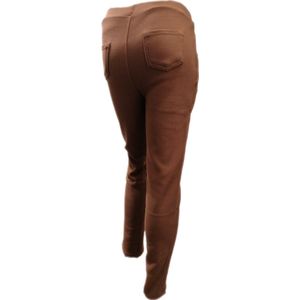 Dames - Broek - Warme Thermo Comfortbroek - 7/8 - Jegging - Gevoerd - Kleur Camel - Maat 4-5XL 48-50