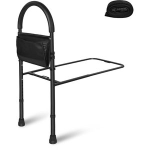 NAIZY Opstahulp voor bed, 83-113 cm, in hoogte verstelbare handgrepen, anti-slip bedhek met opbergtas, verzorgingbed, accessoires voor senioren, volwassenen, gehandicapten