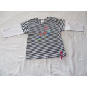 Dirkje , meisje, t-shirt lange mouw , streepje marine , 18 maand 86