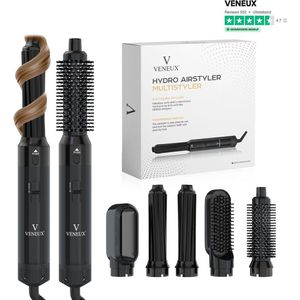 VENEUX® 5 in 1 Föhnborstel - Airstyler - Krulborstel - Multistyler - Diffuser Föhn - Zwart