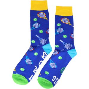 Sokken katoen - tennis meisje print - blauw - maat 38-45