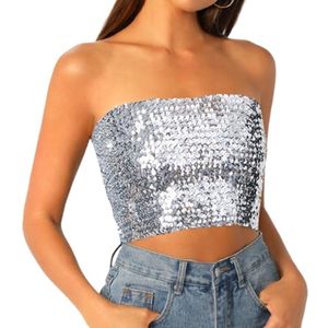 Elegante Dames Tanktops met Pailletten voor Feesten en Discotheken